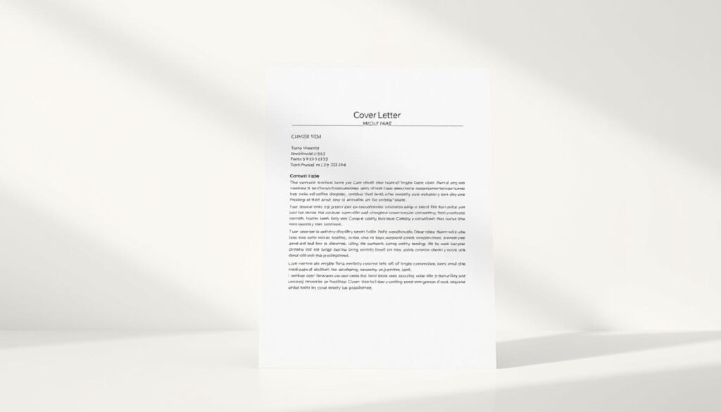 A crisp, elegantly designed cover letter mockup set against a soft, neutral background. In the foreground, a high-quality paper texture with subtle patterns, capturing the professional and thoughtful nature of the cover letter. In the middle ground, a well-organized layout with distinct sections for the applicant's name, contact information, and the body of the letter, all conveying a sense of structure and attention to detail. Soft, directional lighting casts gentle shadows, creating depth and dimensionality. The overall mood is one of sophistication, diligence, and the confident presentation of one's qualifications.